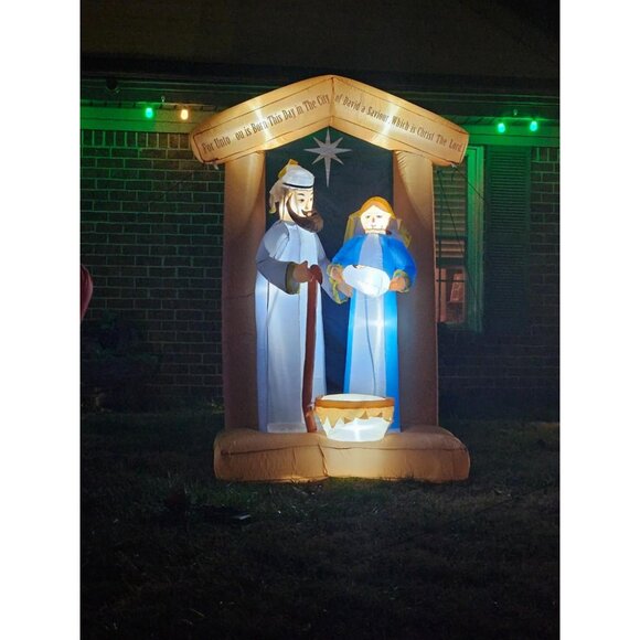 🆕7 FT Christmas Inflatables Nativity 2 Sets Blow Up Yard Outdoor Decorations - Picture 1 of 9